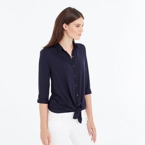 Ann Taylor • Mixed Media Tie Front Shirt